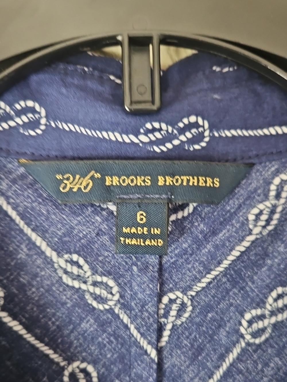 Navy Chain-Print Button-Front Dress 346 Brooks Brothers Size 6 - Picture 4 of 7
